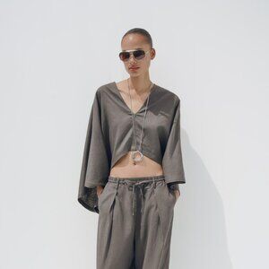 ZARA - ASYMMETRIC CAPE KIMONO - Dark Gray